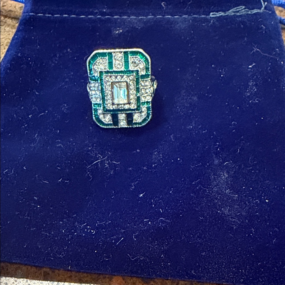 Emerald Green Art Deco Statement Ring